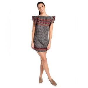 THML Black and Red Geometric Mini Dress